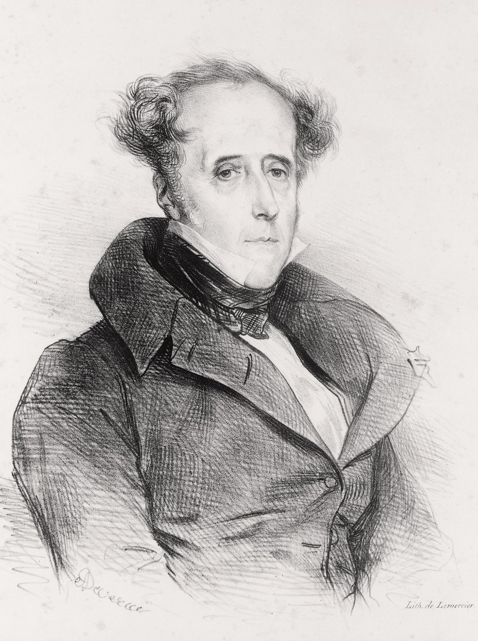 Francois-Rene, Vicomte de Chateaubriand, grawerowane przez Lemercier autorstwa Achille Devéria
