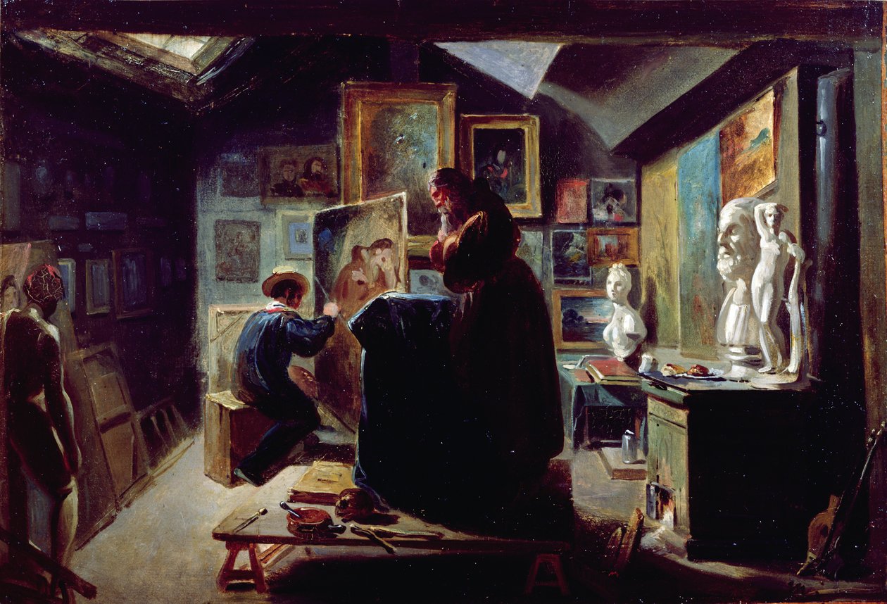 W Pracowni Artysty, 1820-30 autorstwa Achille Devéria