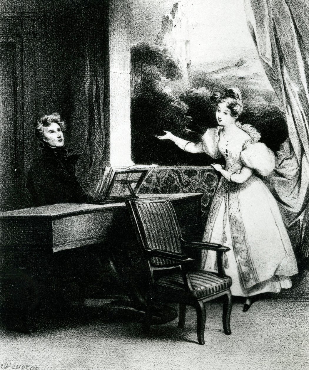 Artysta, 1831 (litografia) autorstwa Achille Devéria
