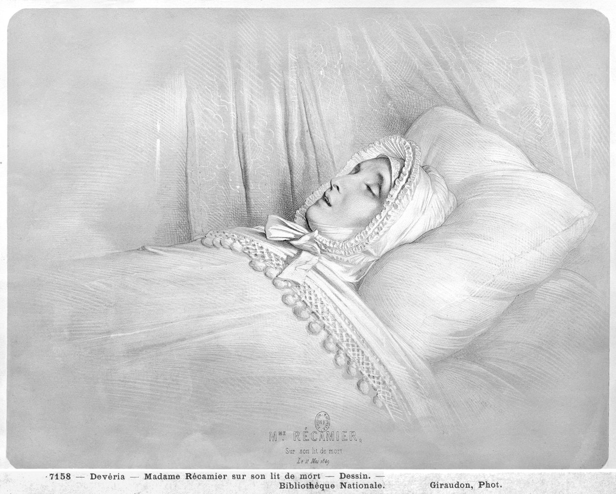Madame Recamier (1777-1849) na łożu śmierci, 11 maja 1849 autorstwa Achille Devéria
