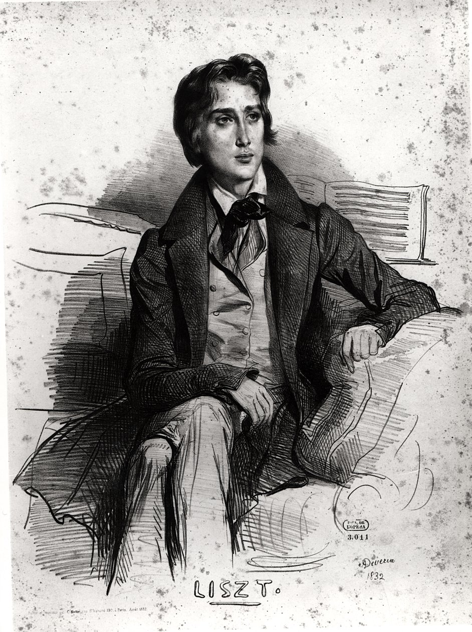 Portret Franciszka Liszta (1811-86) sierpień 1832 autorstwa Achille Devéria