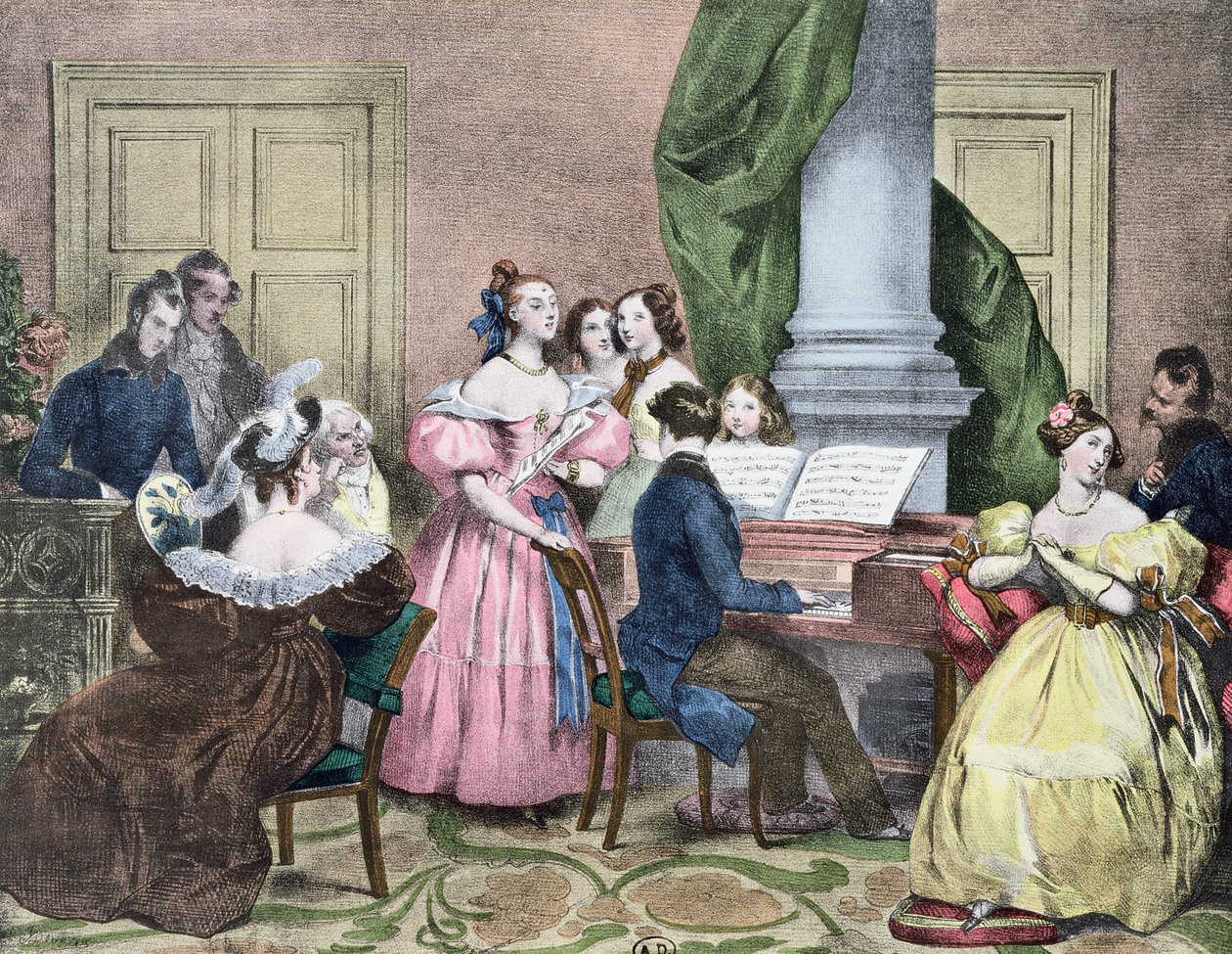 Koncert rodzinny, ok. 1840 autorstwa Achille Devéria