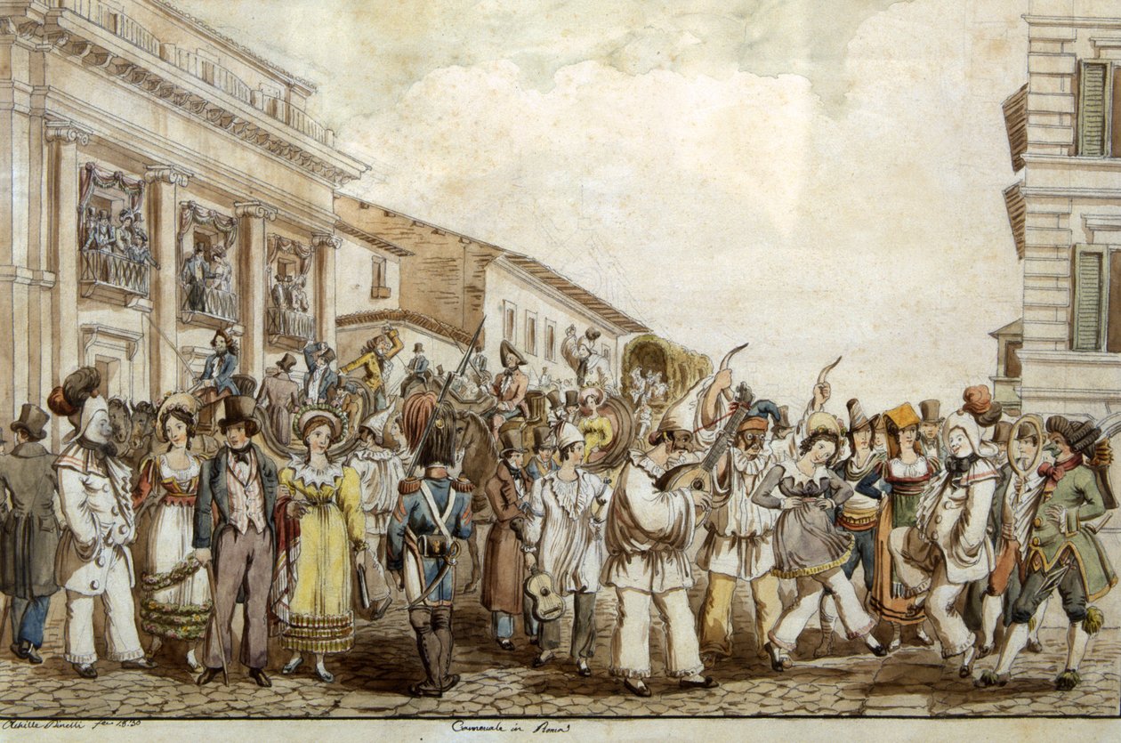 Karnawał w Rzymie, 1830 autorstwa Achille Pinelli