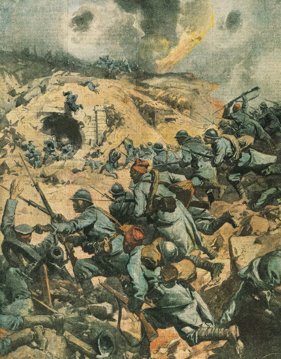 Bitwa pod Verdun, ilustracja z okładki „Kurier Niedzielny” autorstwa Achille Beltrame