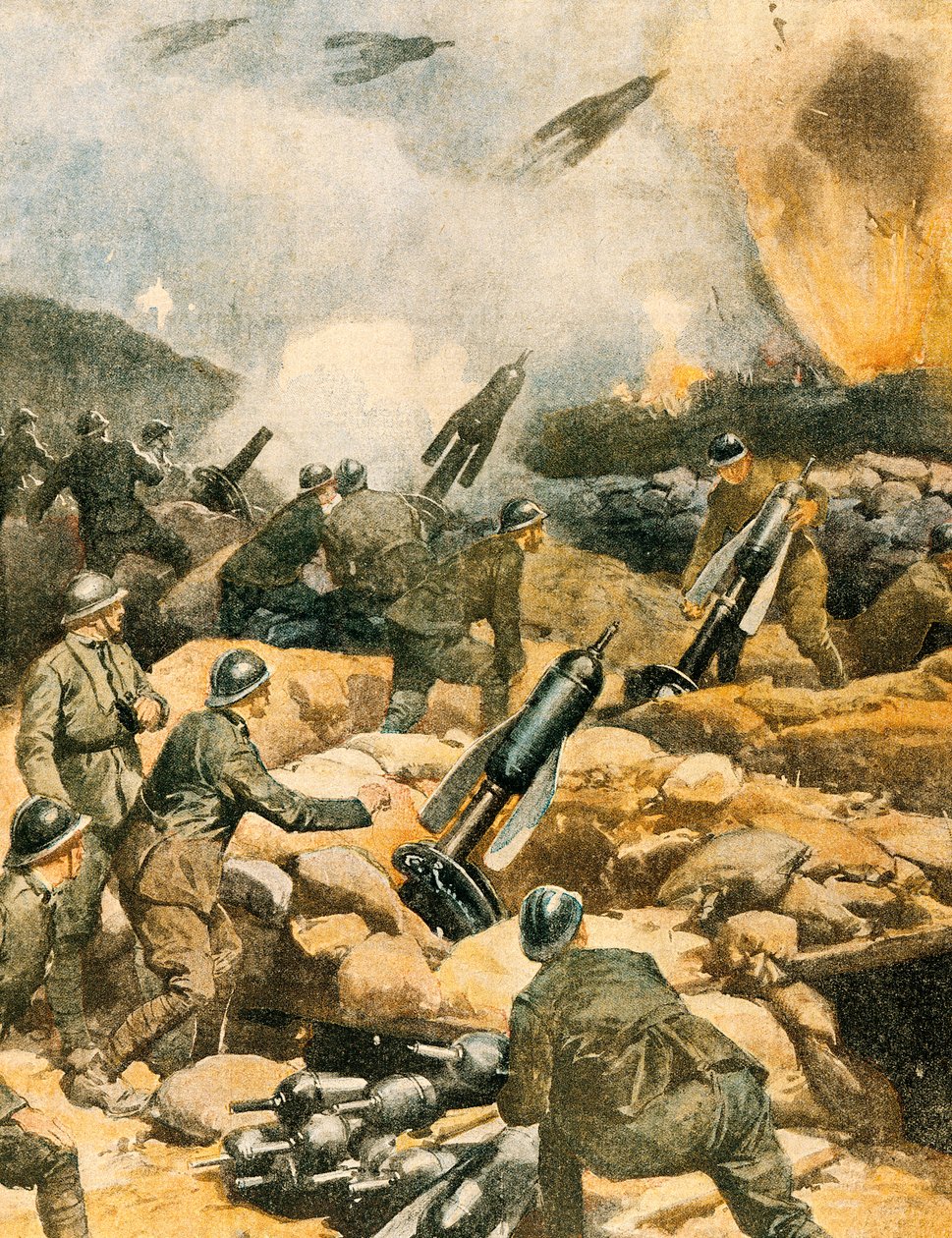 Bombardowanie linii Carso autorstwa Achille Beltrame