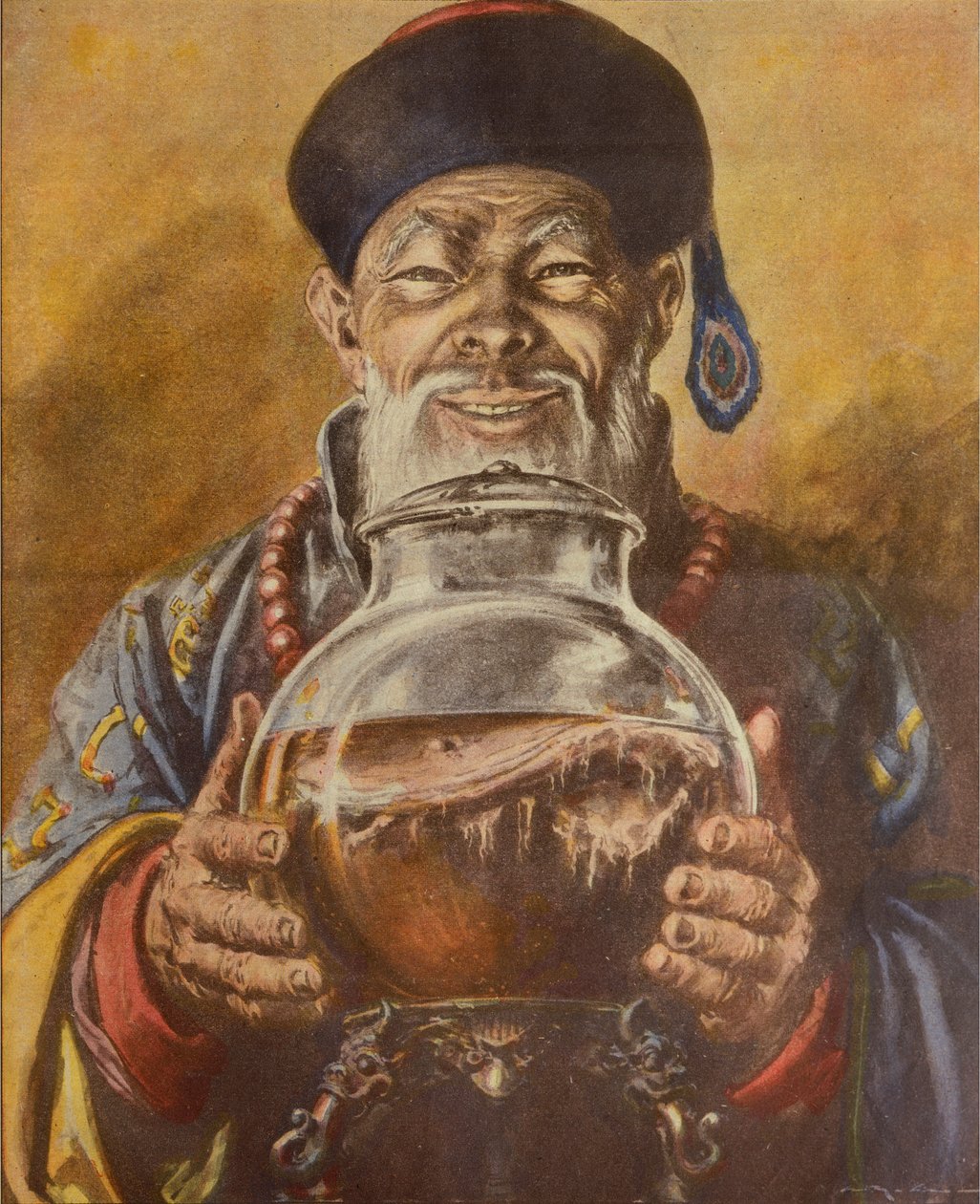 Grzyb chiński, Achille Beltrame, ilustracja, Ilustrator Walter Molino (1915-1997), z La Domenica del Corriere autorstwa Achille Beltrame