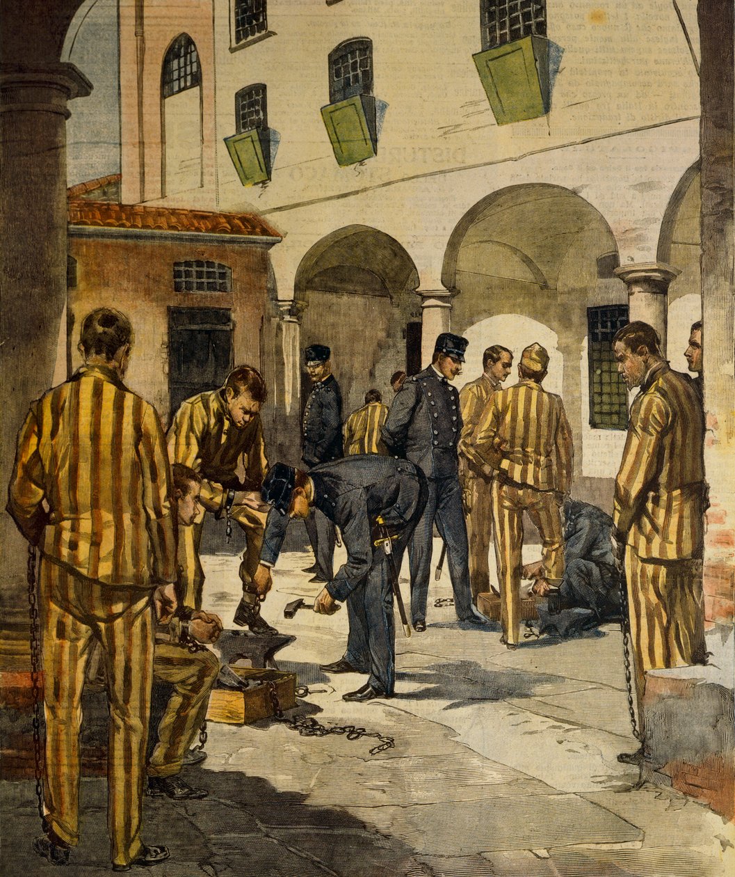 Reformy cywilne: zniesienie kajdan we włoskich więzieniach, Achille Beltrame (1871-1945), z La Domenica del Corriere, 3 października 1902 autorstwa Achille Beltrame