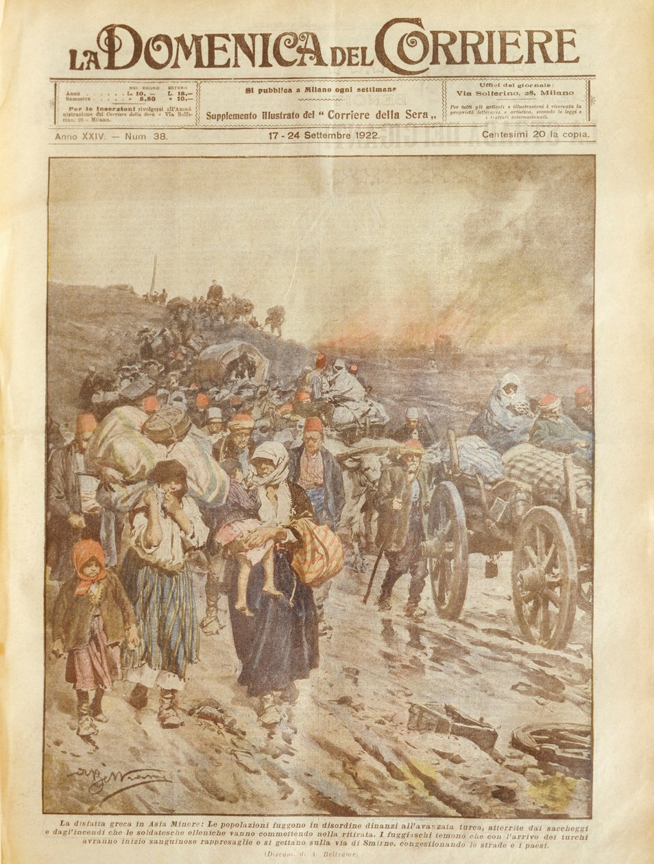 Ilustracja na okładce przedstawiająca klęskę Greków w Azji Mniejszej autorstwa Achille Beltrame