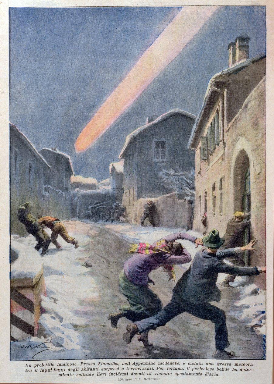 Upadek meteorytu w Apeninach, Włochy autorstwa Achille Beltrame