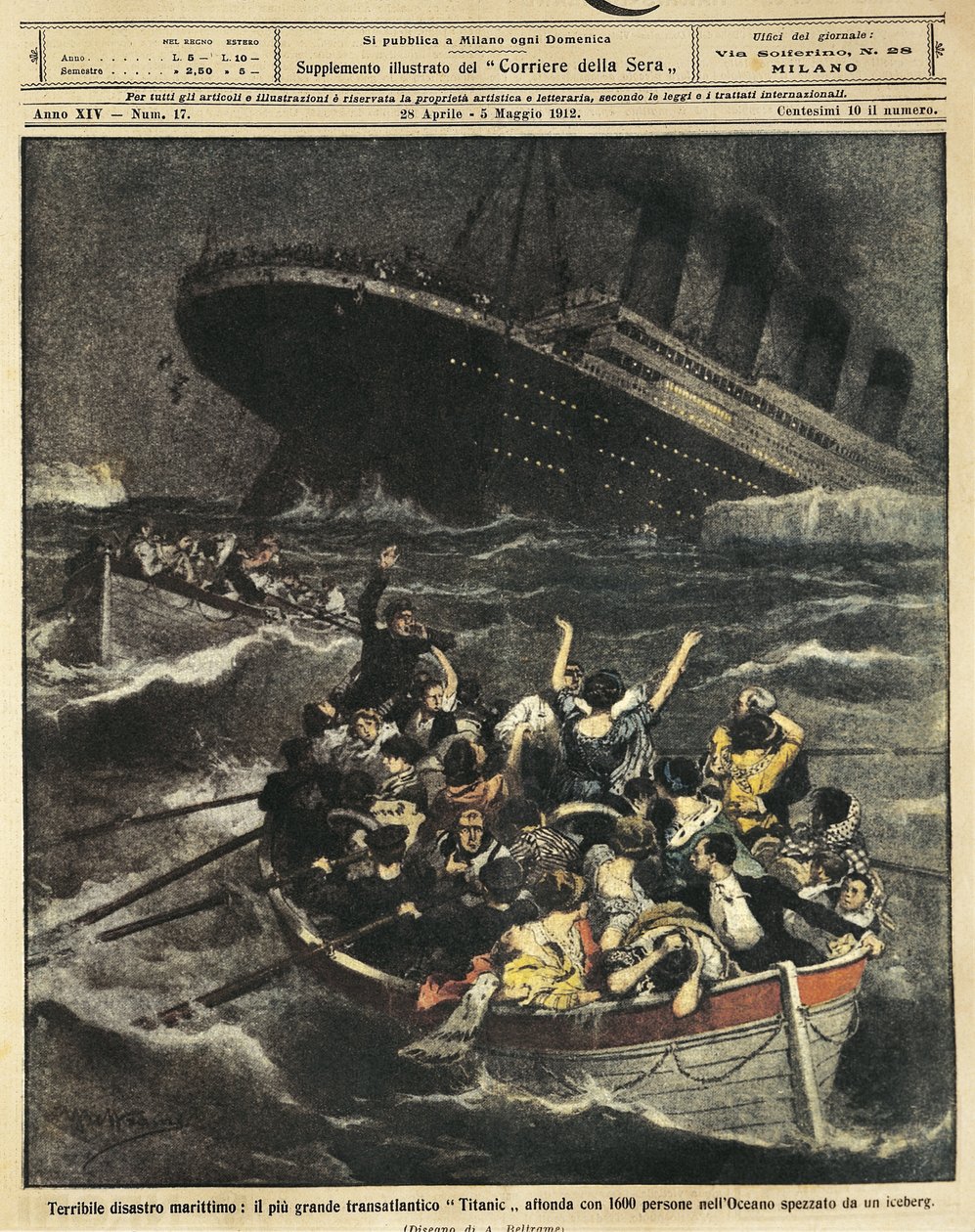 Wielka Brytania, Zatonięcie liniowca pasażerskiego Titanic autorstwa Achille Beltrame