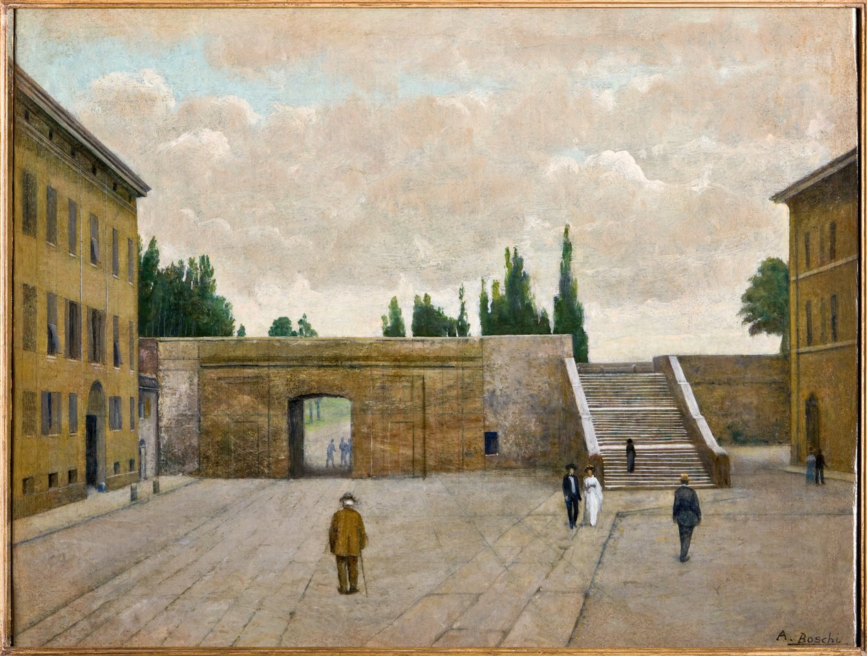 Porta San Francesco w Modenie (olej na płótnie) autorstwa Achille Boschi