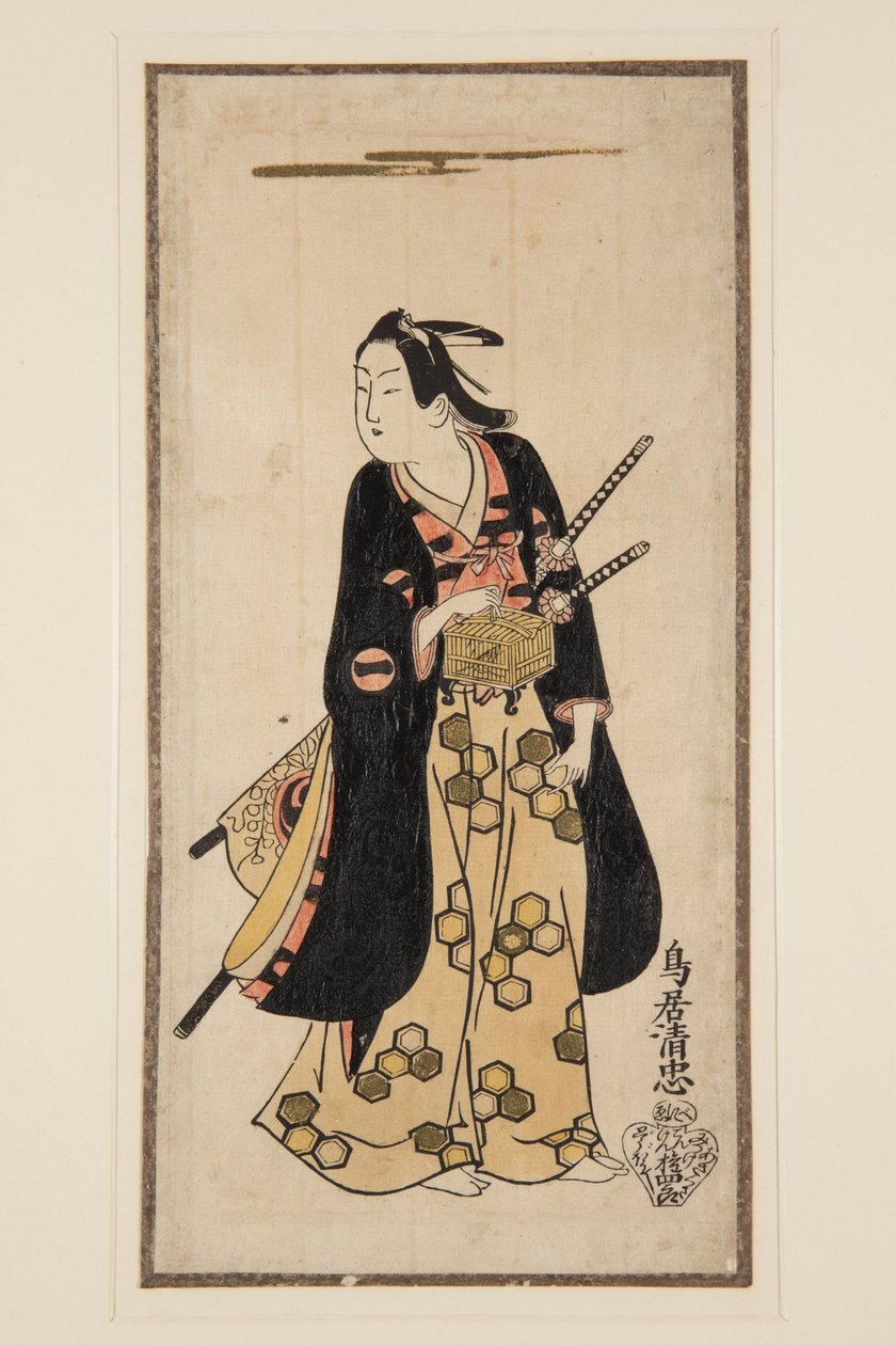 Aktor Ichikawa Monosuke I (kolorowy drzeworyt) autorstwa Achille Cattaneo
