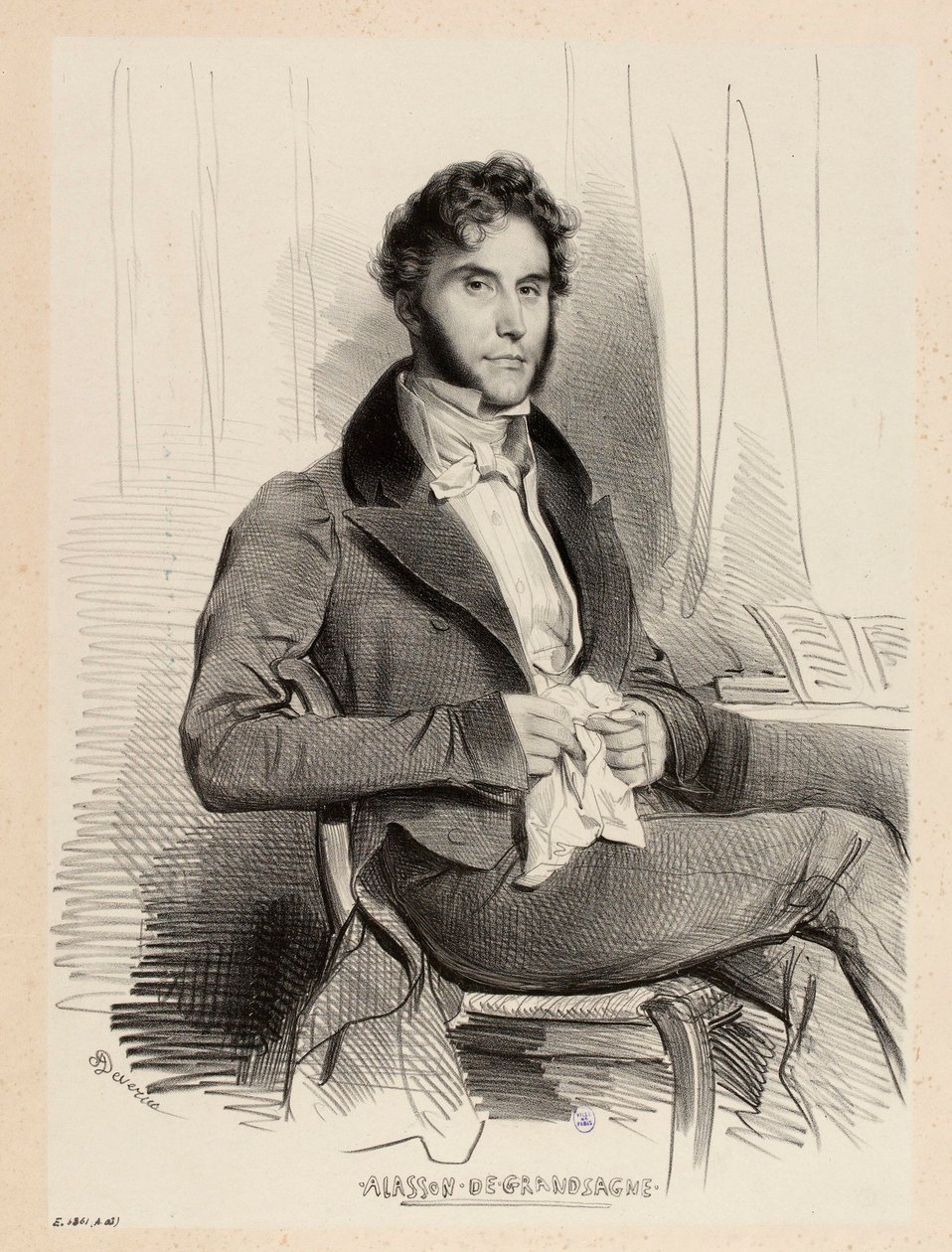 Portret Ajassona de Grandsagne autorstwa Achille Devéria