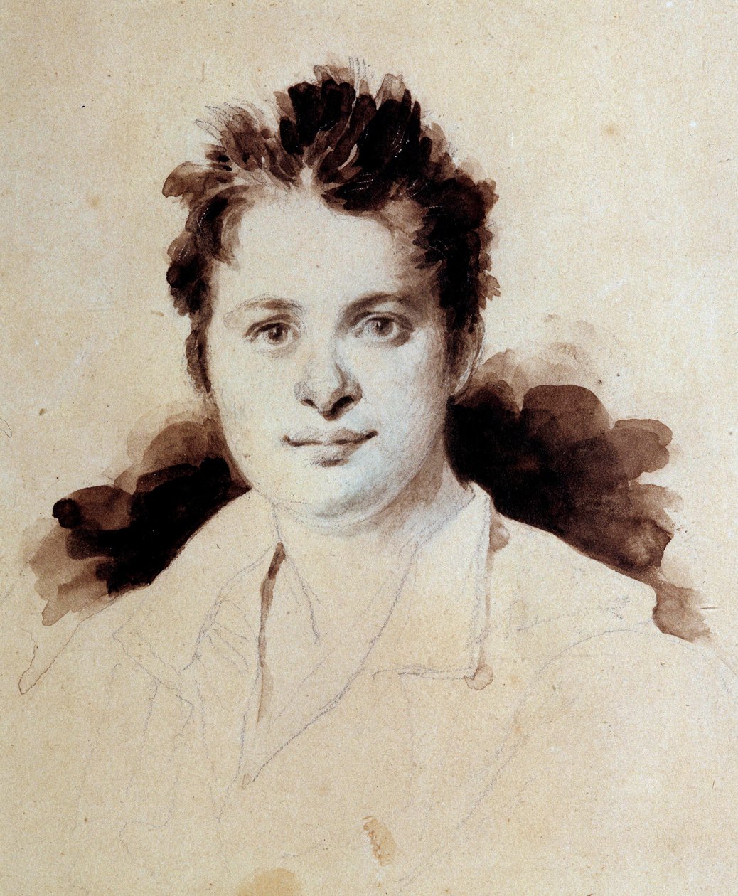 Portret młodego francuskiego pisarza Honore de Balzac (1799-1850) Rysunek Achillesa Deveria (1800-1857) XIX wiek. Chantilly, Muzeum Conde. Dz. Lovendżul. Upoważnienie do złożenia wniosku do Institut de France autorstwa Achille Devéria