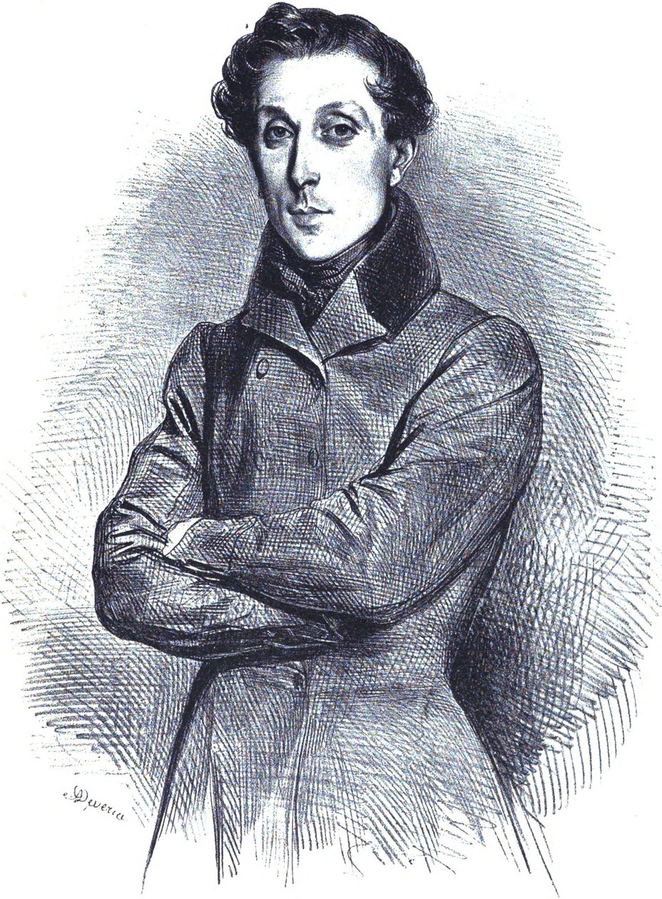 Portret francuskiego architekta Alphonse de Gisors, portret litograficzny autorstwa Achille Devéria
