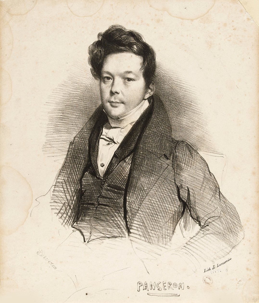 Portret kompozytora Auguste-Mathieu Panserona 1796-1859, 1832. autorstwa Achille Devéria