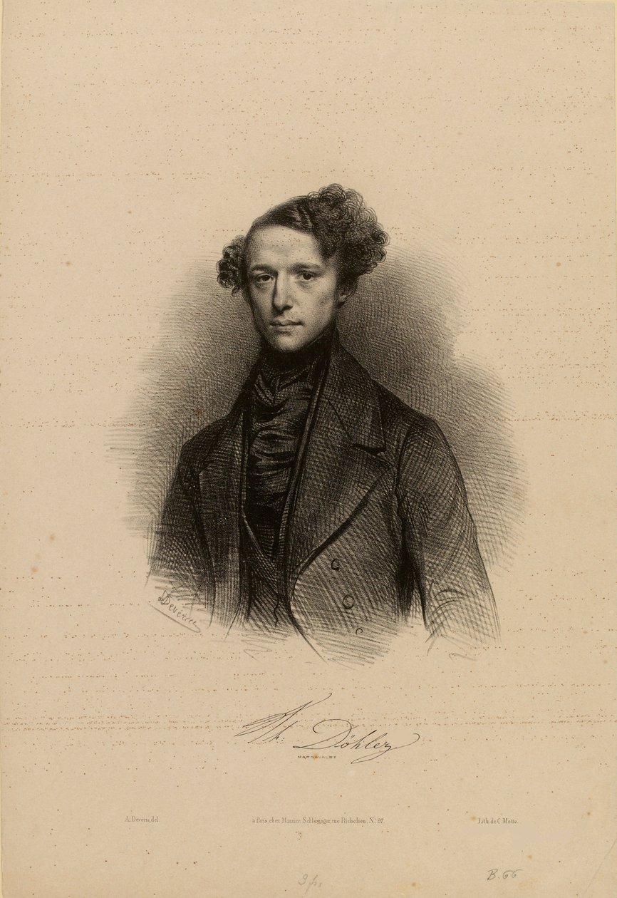 Portret kompozytora Theodora Döhlera 1814-1856. autorstwa Achille Devéria