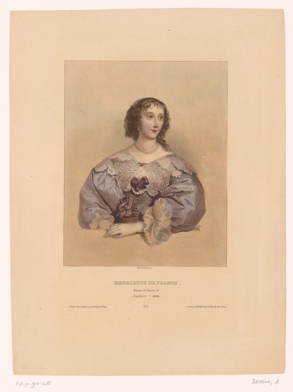 Portret Henrietty Marii z Francji Henrietta de France, femme de Charles 1er (tytuł na obiekcie) Modele znanych malarzy (tytuł serii) autorstwa Achille Devéria