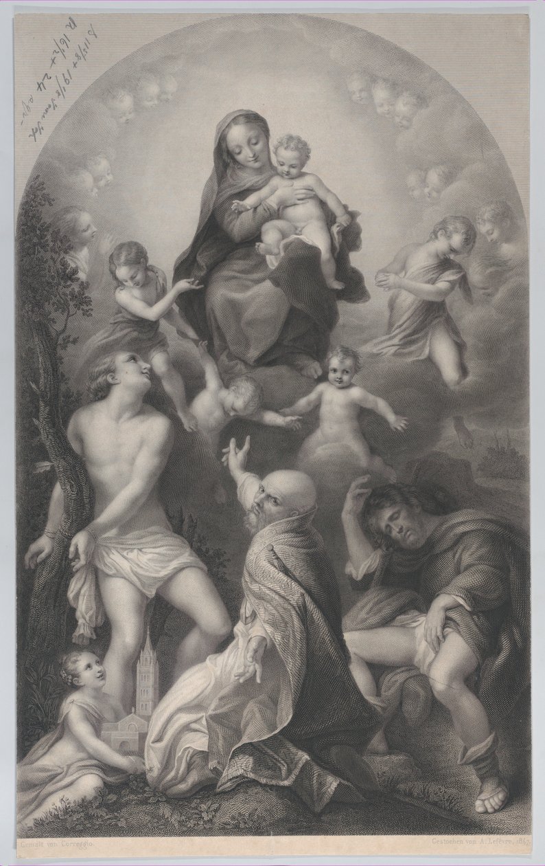 Madonna św. Sebastiana, z Dziewicą z Dzieciątkiem, otoczona aniołami, zm..., 1847. autorstwa Achille Désiré Lefèvre