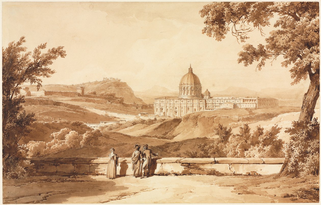Widok św. Piotra, Rzym, ok. 1930 1817-1820. autorstwa Achille Etna Michallon