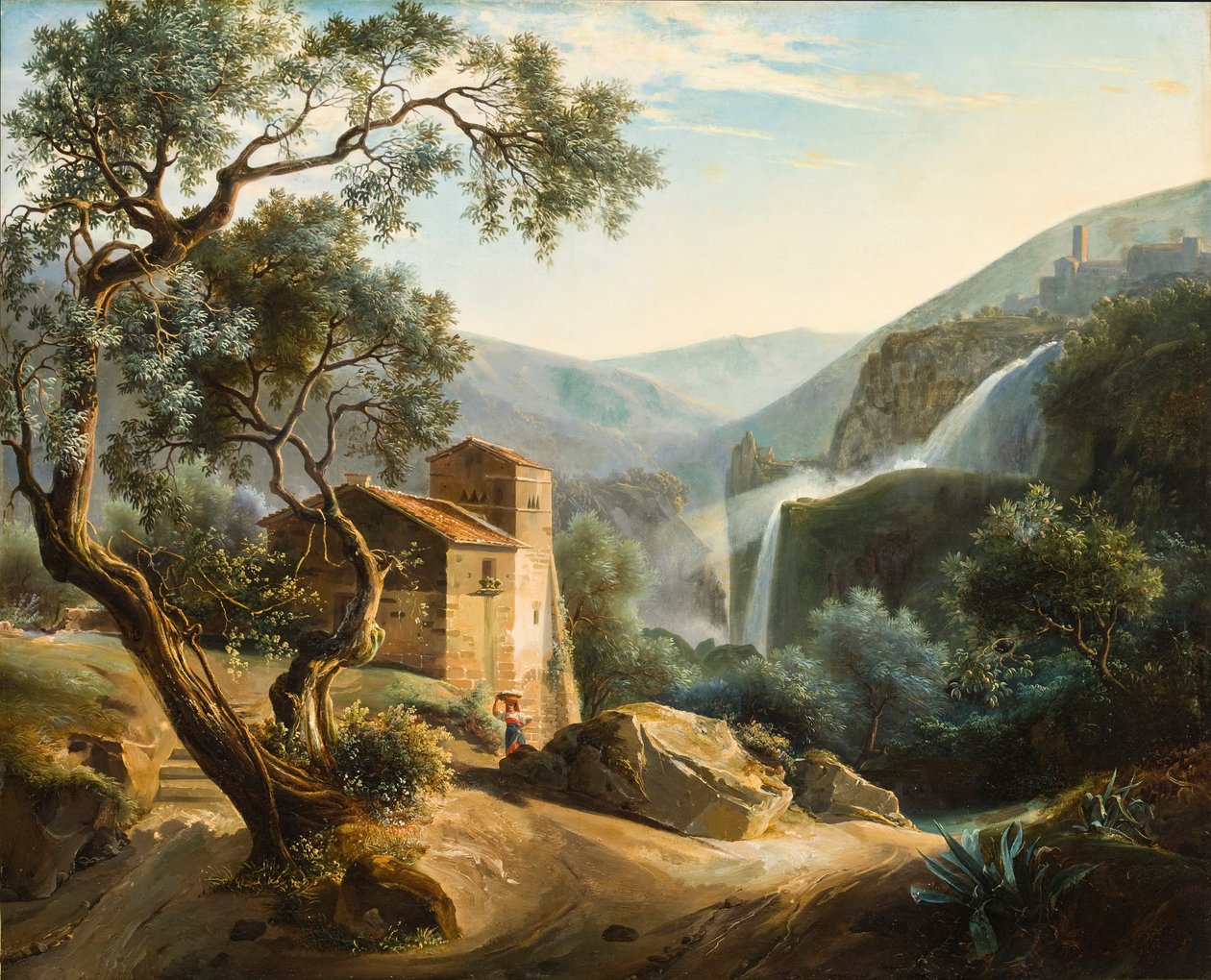 Krajobraz z wodospadem, ok.1830 autorstwa Achille Hector Camille Debray