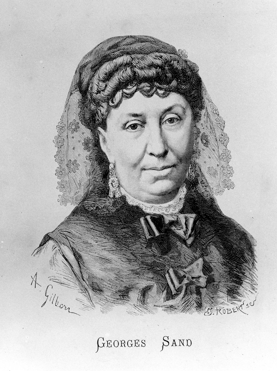 Portret George Sand (Aurore Dupin, Baronne Dudevant) (1804-1876) autorstwa A. Gilberna autorstwa Achille Isidore Gilbert