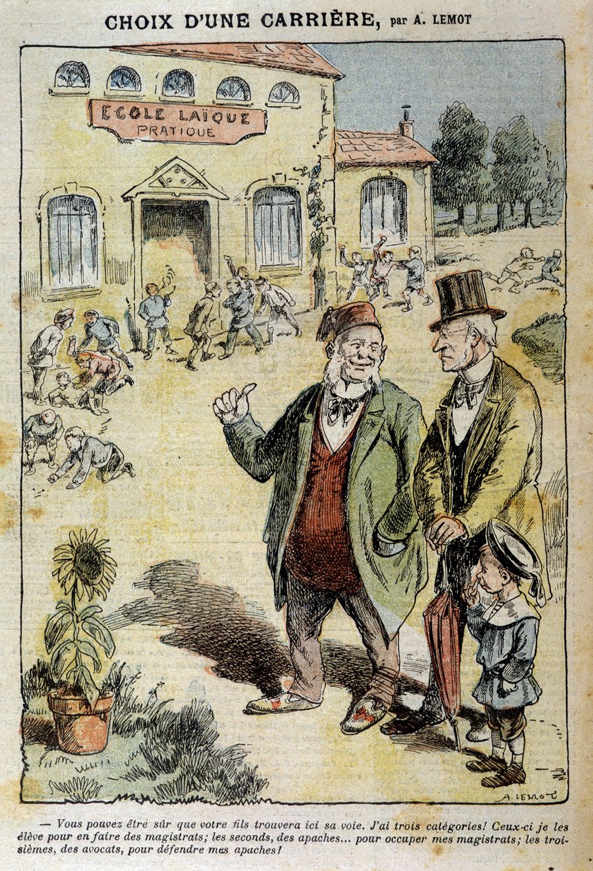 Wybór zawodu: Karykatura o szkole Laique - Achile Lemot (1846-1909), w „Le Pelerin” z 04.04.1909 autorstwa Achille Lemot
