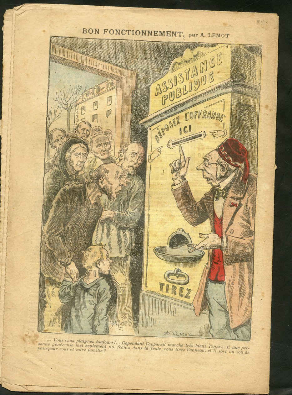 Ilustracja Achille Lemot (1846-1909) do okładki Le Pelerin, 07.02.09 - Dobre funkcjonowanie - Rodzina, Misere, Pomoc publiczna autorstwa Achille Lemot