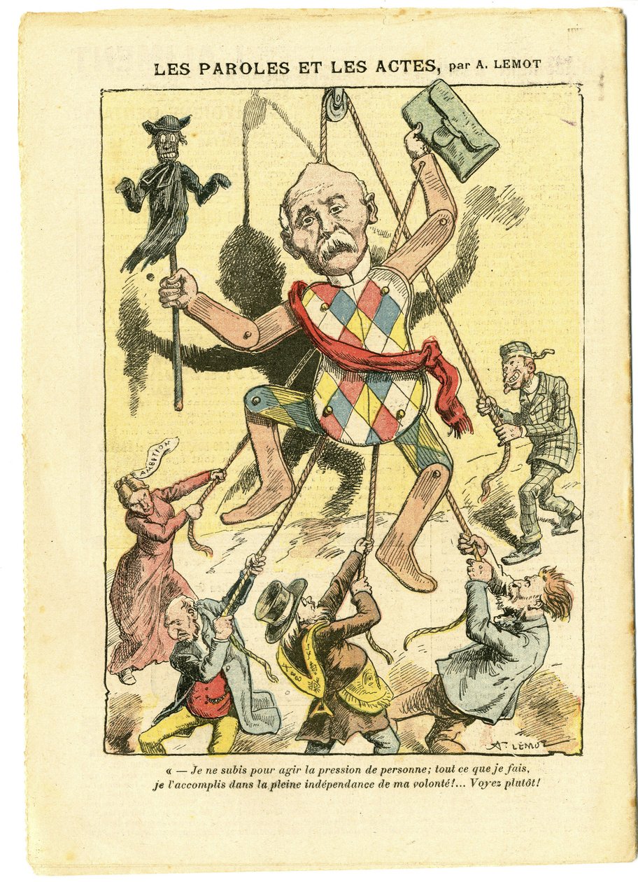 Ilustracja Achille Lemot (1846-1909) w Le Pelerin, 21.03.09 - Słowa i czyny - Antysemityzm, Antymakonizm Freemaking, Anglia Wielka Brytania, Wiara Religijna, Katolicyzm - Clemenceau George, Żyd, Kuracje - Wybranie, Reifikacja autorstwa Achille Lemot