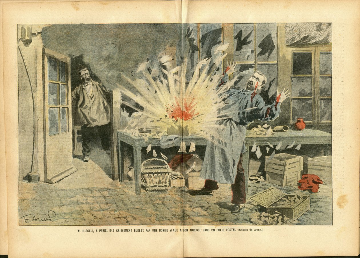 Ilustracja Achille Lemot (1846-1909) w Le Pelerin, 08.05.06 - Courier La Poste, Bomba - Postal Factor autorstwa Achille Lemot