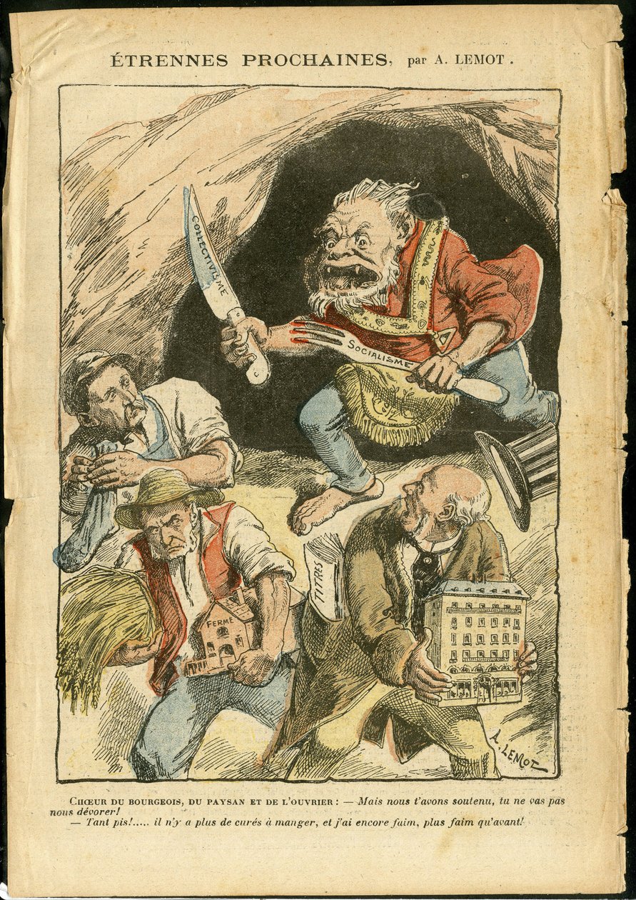 Ilustracja przedstawiająca Achille Lemota (1846-1909) w Le Pelerin, 07/01/06 - Następny nieznajomy - Rolnictwo, Kolektywizm, Socjalizm - Robotnik, Chłopi, Rolnicy - Ogr/jeść/połykać, Animalization autorstwa Achille Lemot