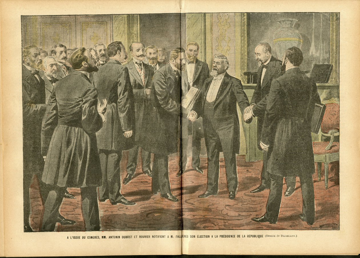 Ilustracja Achille Lemot (1846-1909) w Le Pelerin, 28.01.2006 - Wybory, Prezydent Republiki - Fallieres Armand (1841-1931) autorstwa Achille Lemot