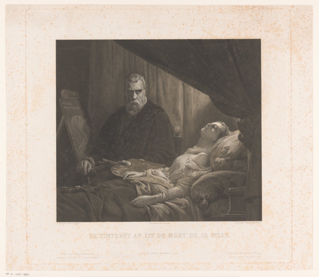 Il Tintoretto przedstawia swoją córkę na łożu śmierci Le Tintoret au lit de mort de sa fille (tytuł na przedmiocie) autorstwa Achille Louis Martinet