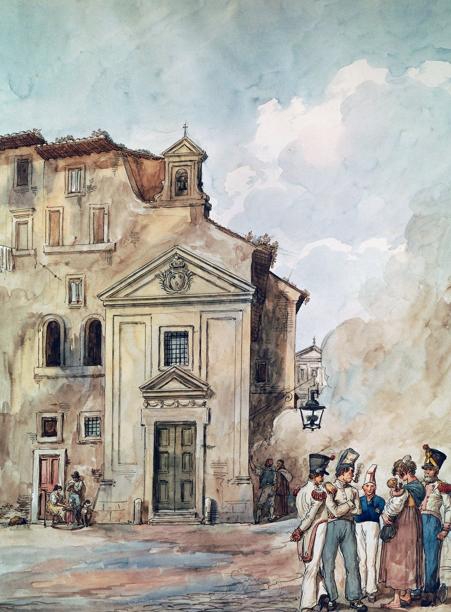 Kościół Czterech Narodów w Rzymie, autorstwa Achille Pinelli (1809-1841), Włochy autorstwa Achille Pinelli
