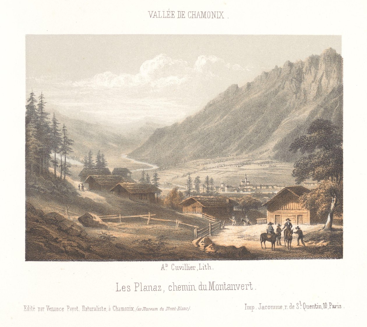 Widok na przełęcz Col de Balme Col de Balme (tytuł na obiekcie) Pamięć Chamonix-Mont-Blanc (tytuł serii) Museum du Mont-Blanc (tytuł serii na obiekcie) autorstwa Ad. Cuvillier
