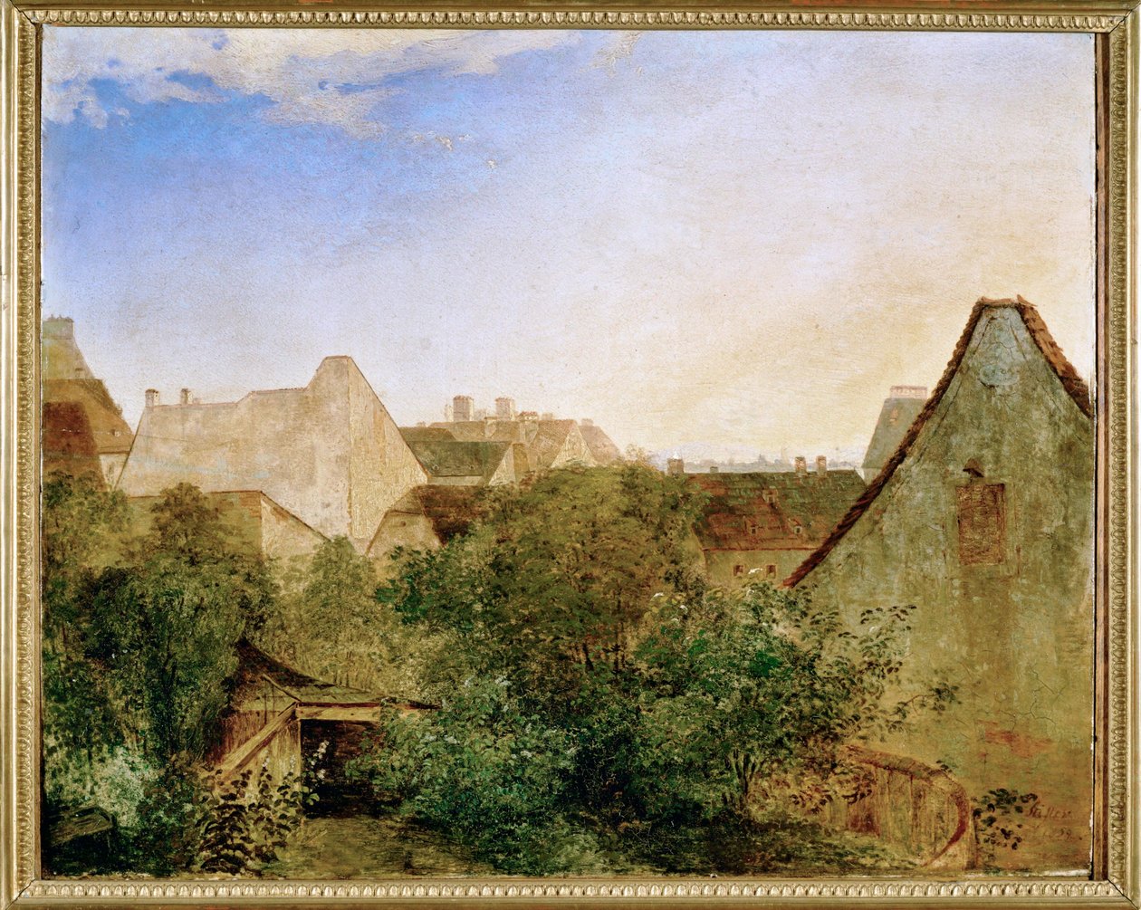 Blick ueber Wiener Vorstadthaeuser - Widok na przedmieścia Wiednia ... (obraz na drewnie) autorstwa Adalbert Stifter