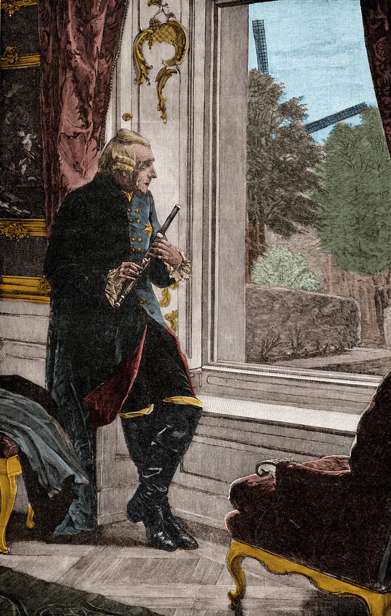 Król przy flecie - FRYDERYK II (1712-1786) Znany jako Fryderyk Wielki Król Prus autorstwa Adalbert von (after) Roessler