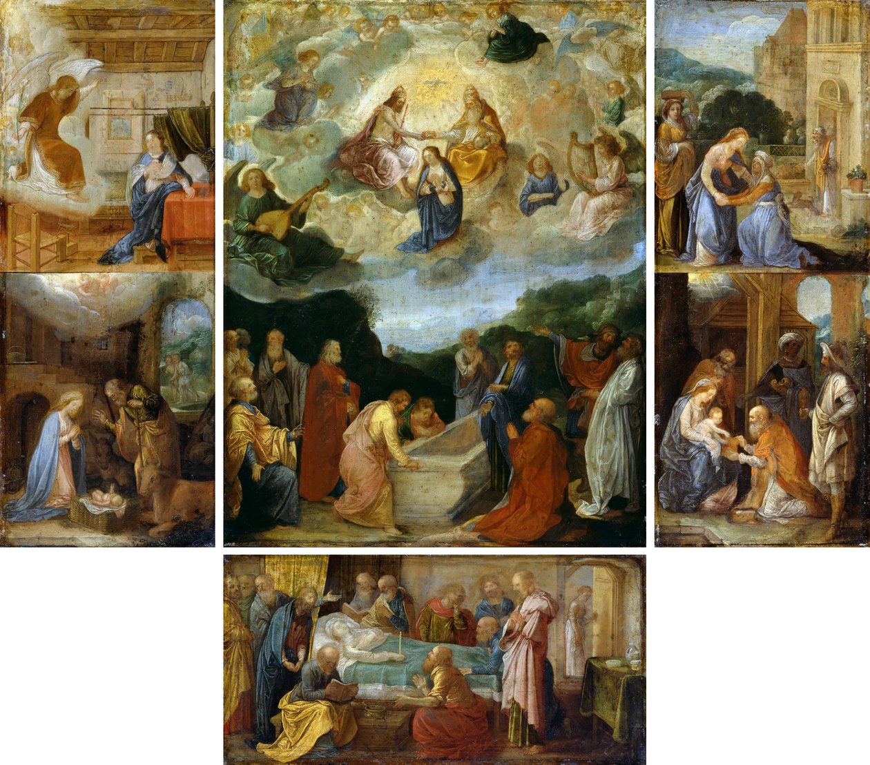 Ołtarz domowy z sześcioma scenami z życia Matki Boskiej autorstwa Adam Elsheimer