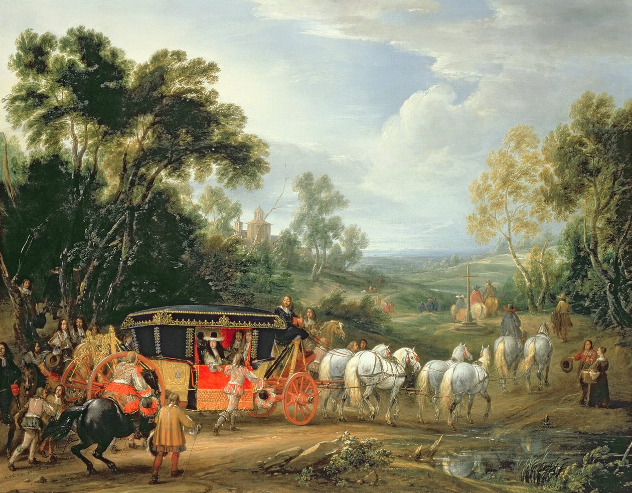 Ludwik XIV (1638-1715) w swoim stanowym karecie autorstwa Adam Frans van der Meulen