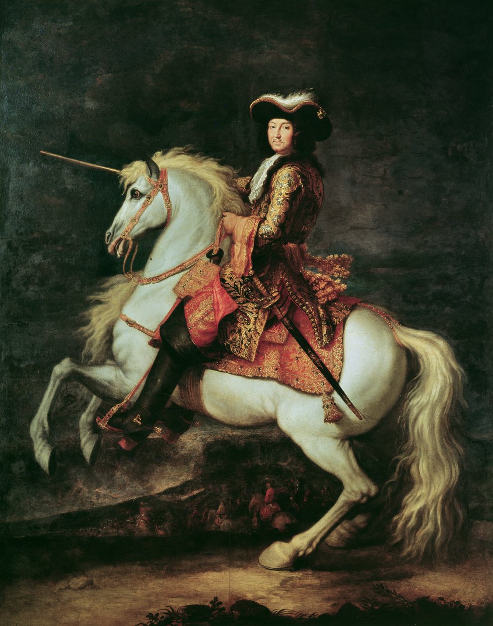 Portret Ludwika XIV na koniu autorstwa Adam Frans van der Meulen
