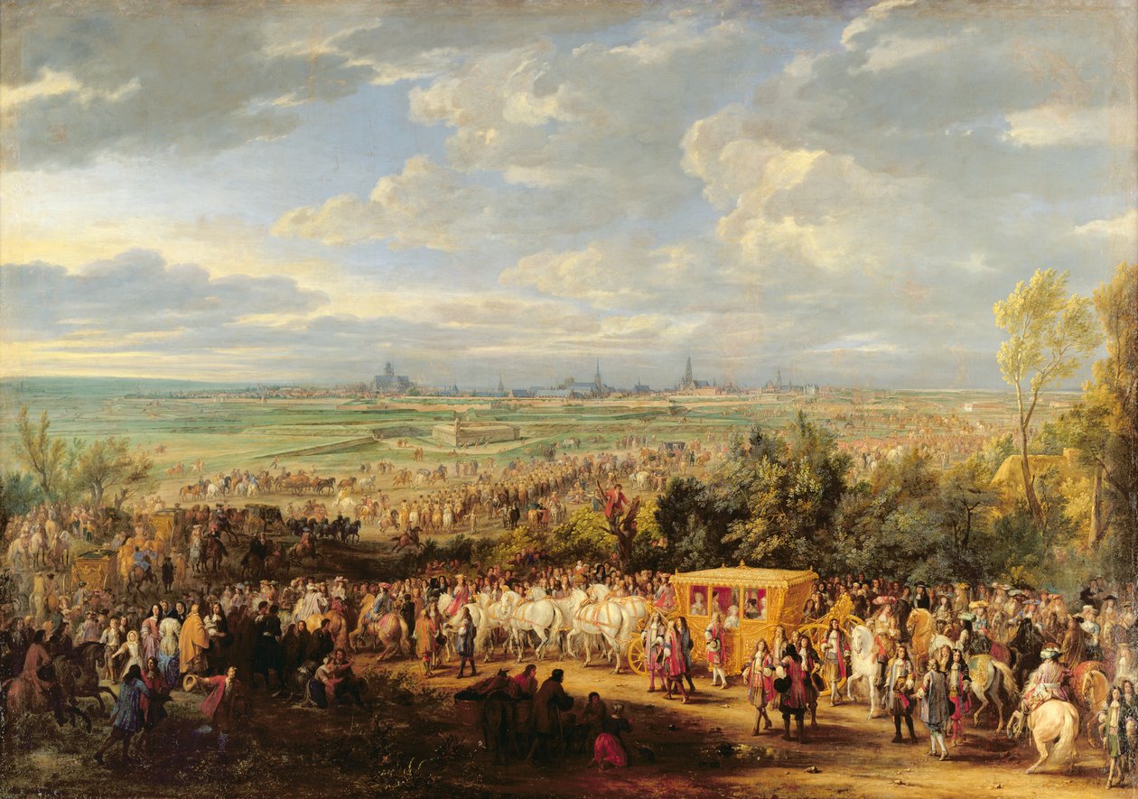 Wjazd Ludwika XIV (1638-1715) i Marii Teresy (1638-83) Austrii do Arras, 30 lipca 1667, ok. 1685 autorstwa Adam Frans van der Meulen