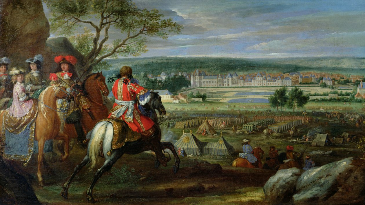 Widok Pałacu Fontainebleau od strony Kwietnika, 1669 autorstwa Adam Frans van der Meulen