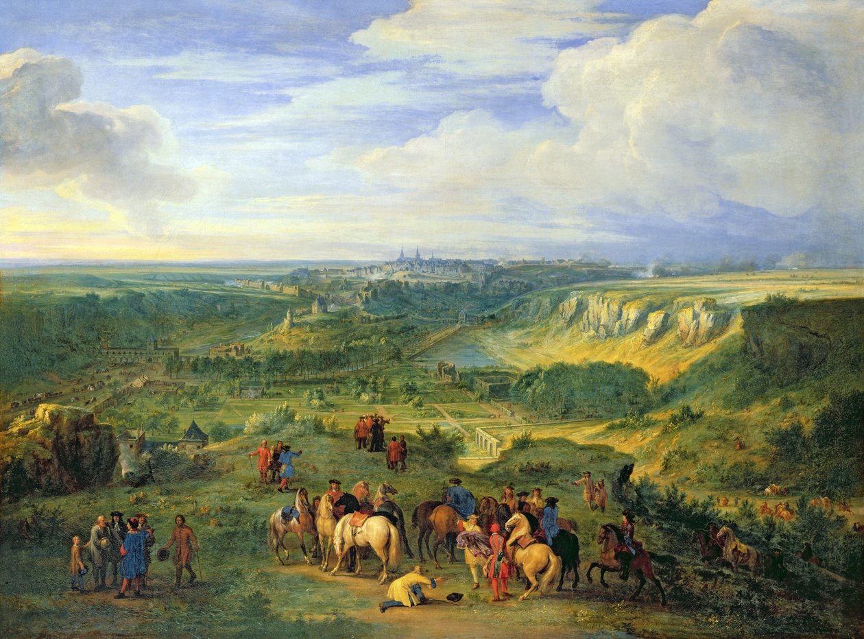 Widok miasta Luksemburg z okolic łaźni Mansfeld, 1684 autorstwa Adam Frans van der Meulen