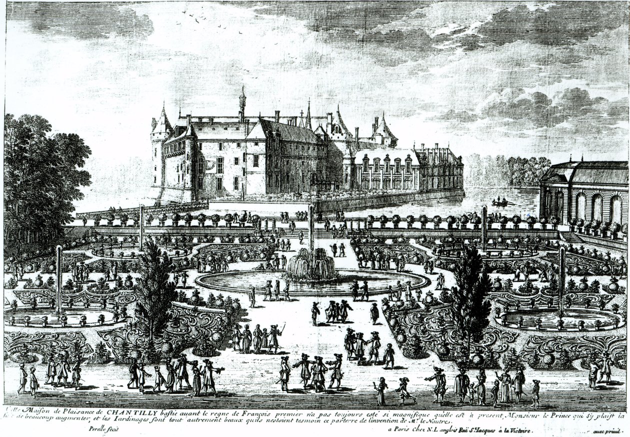 Zamek Chantilly i ogrody zaprojektowane przez Andre le Notre (1613-1700) autorstwa Adam Perelle