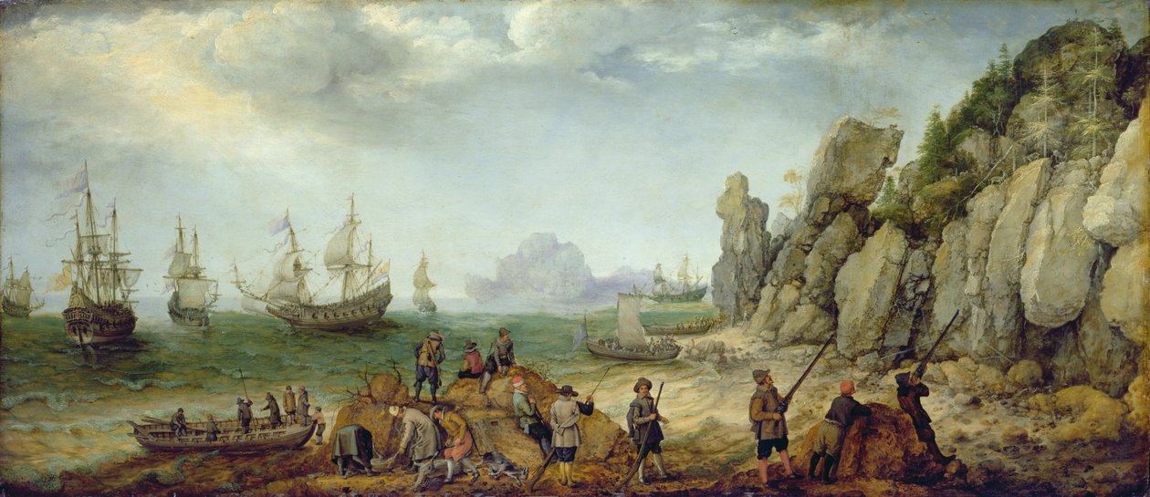 Polowanie na dzikie kozy na wybrzeżu, 1620 r. (zob. też 152264) autorstwa Adam Willaerts