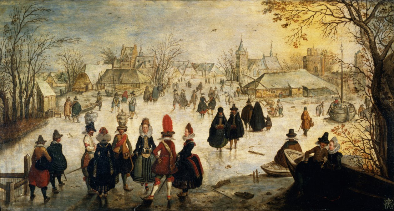 Scena łyżwiarska (panel) autorstwa Adam van Breen