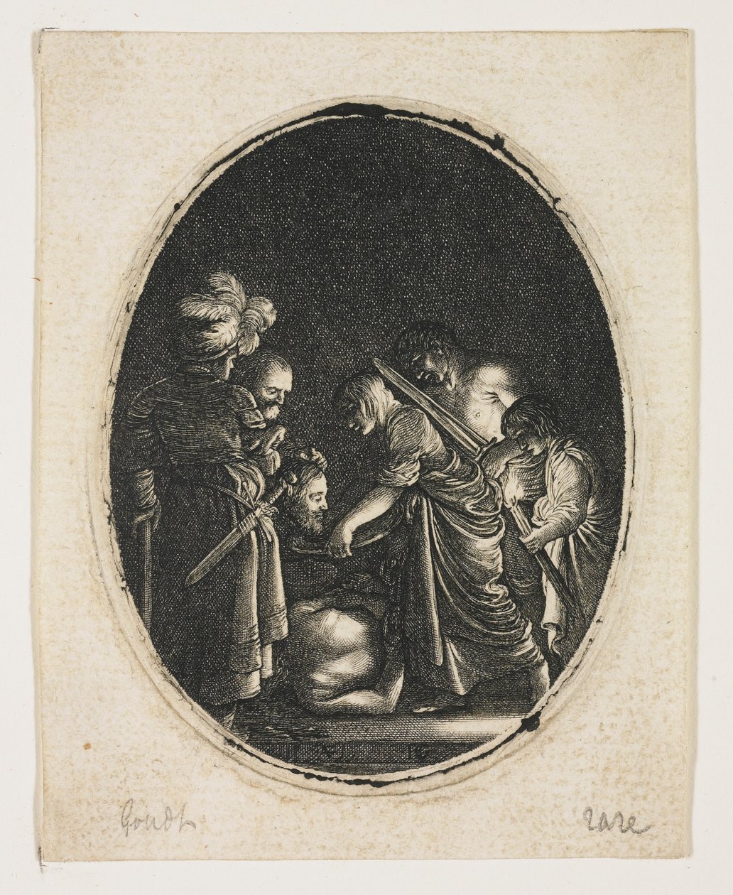 Salome otrzymująca głowę św. Jana, rycina Hendrik Goudt (1583-1648), c.1607-09 (grafika) autorstwa Adam (after) Elsheimer