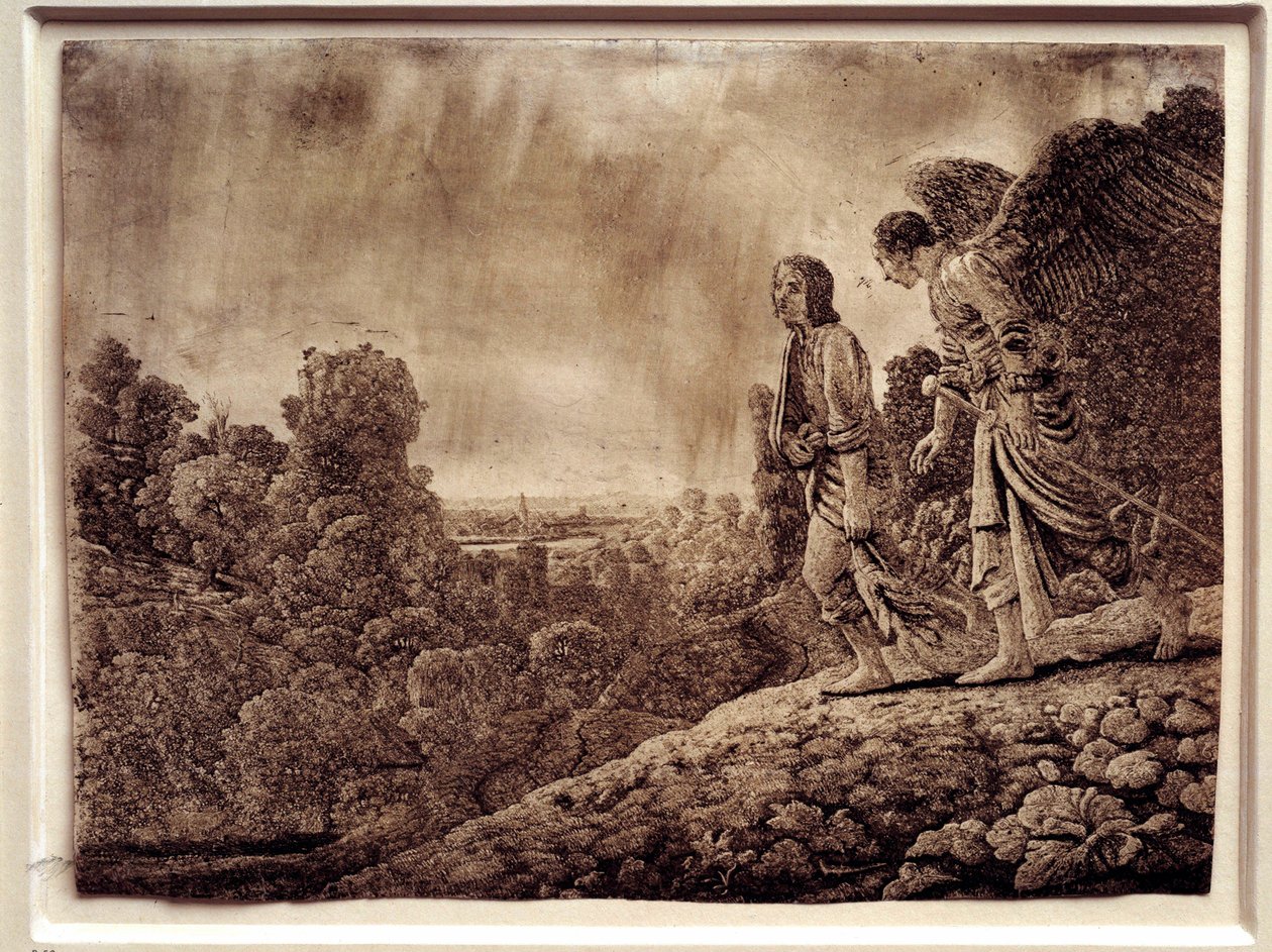 Tobie i anioł. Silna woda na miedzi autorstwa Herkulesa Seghersa (1590-1638) autorstwa Adam (after) Elsheimer