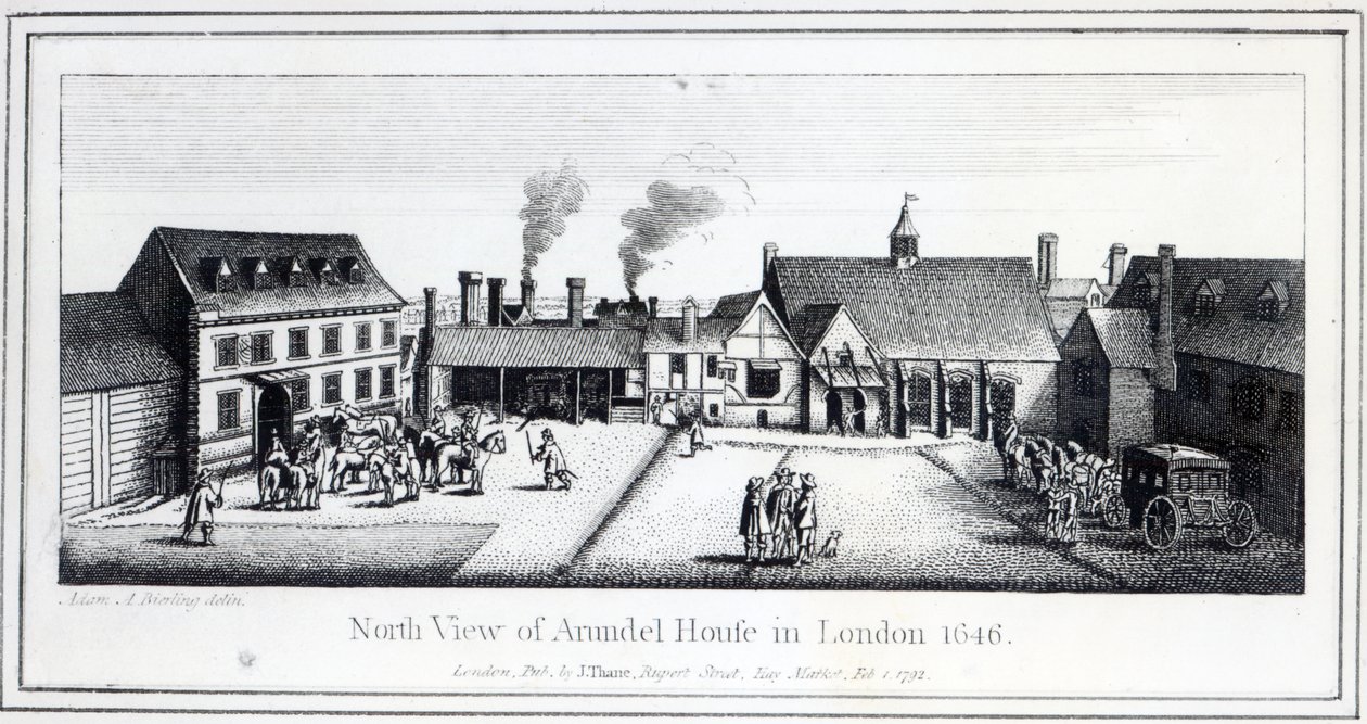 North View of Arundel House w Londynie wyryty przez Wenceslausa Hollara w 1646 i opublikowany w 1792 autorstwa Adam Alexius Bierling