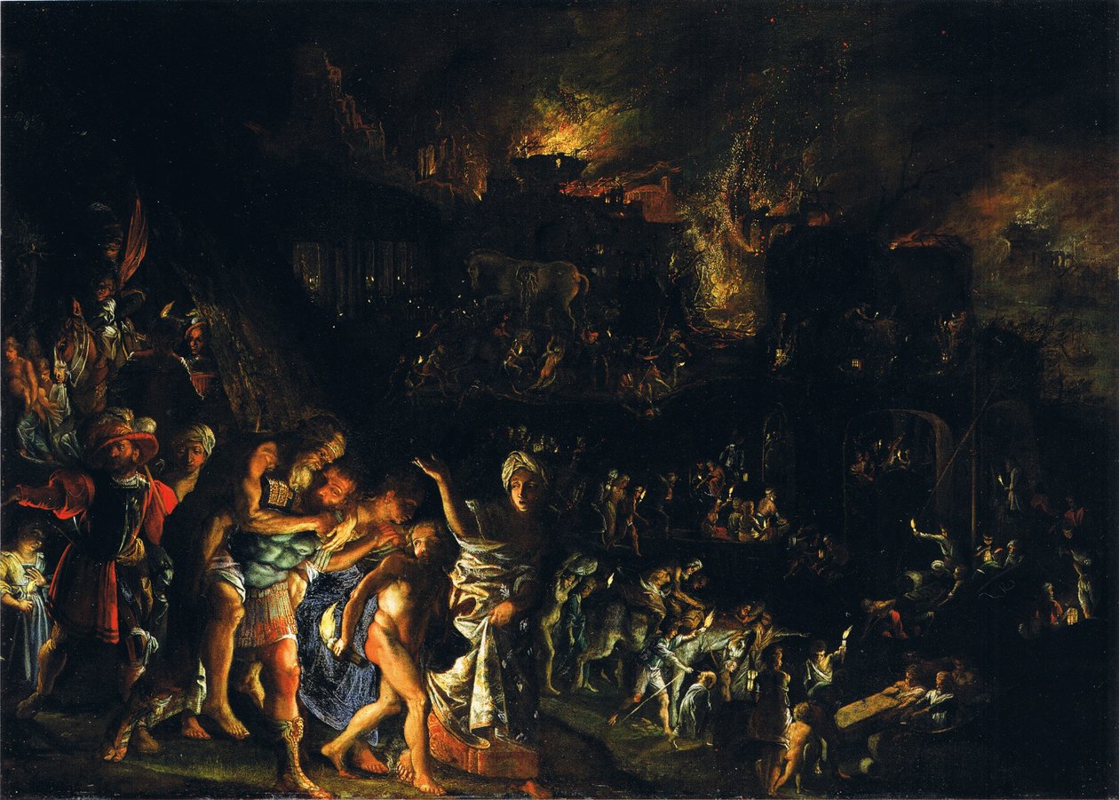 Niemiecki: Der Brand von Troja Spalenie Troi autorstwa Adam Elsheimer